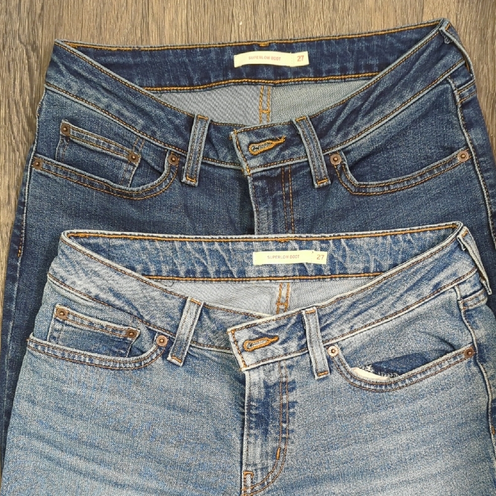 💖 2 Pairs: Levi's Superlow Boot, Medium and Light Wash, Size 27 x 32 💖